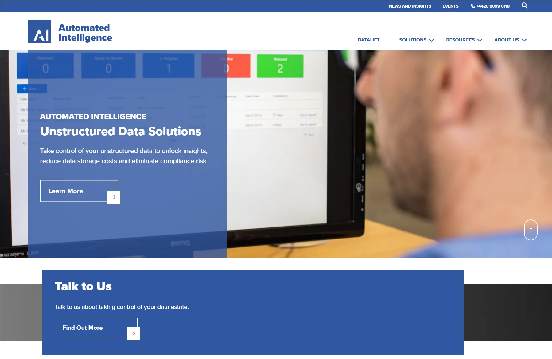 Automated Intelligence homepage screenshot