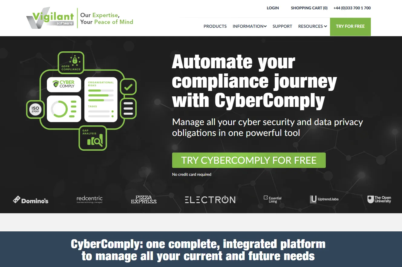 Vigilant Software homepage screenshot