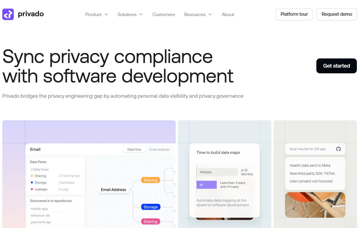 privado homepage screenshot