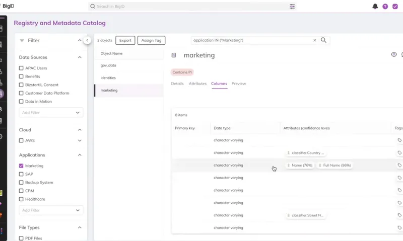 Screenshot of BigID's main dashboard.
